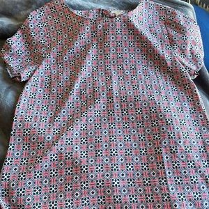 Pink and navy blue patterned j crew top